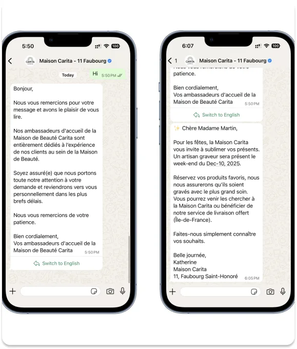 Carita, notre réponse