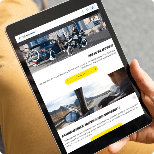 Michelin website on tablet